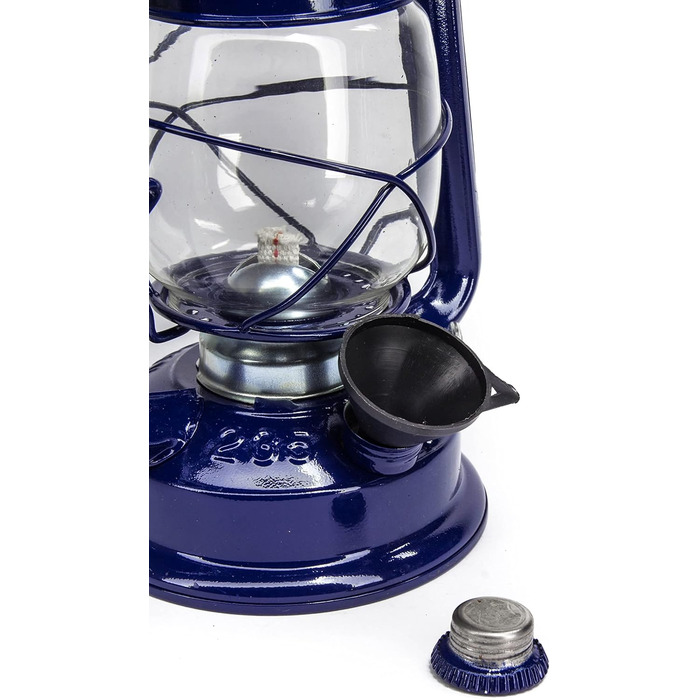 Газова лампа 30 см, синя, з порошковим покриттям, скляна, штормовий ліхтар, кемпінгова