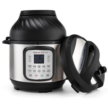 Мультиварка-аерогриль 11-в-1 Instant Pot Duo Crisp 5.7 л Скороварка, фритюрниця без олії, повільна приготувач, пароварка, дегідратор з функціями гриля, підігріву та випікання, нержавіюча сталь