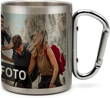 Кухоль з нержавіючої сталі з карабіном, надрукований фотографією - створіть власну фотокухоль