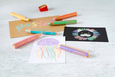 Кольоровий олівець, акварель та воскова крейда - 3 в 1 з дерев&39яним відтінком - 18 шт. з точилкою та пензлем - 12 стандартних та 6 пастельних кольорів