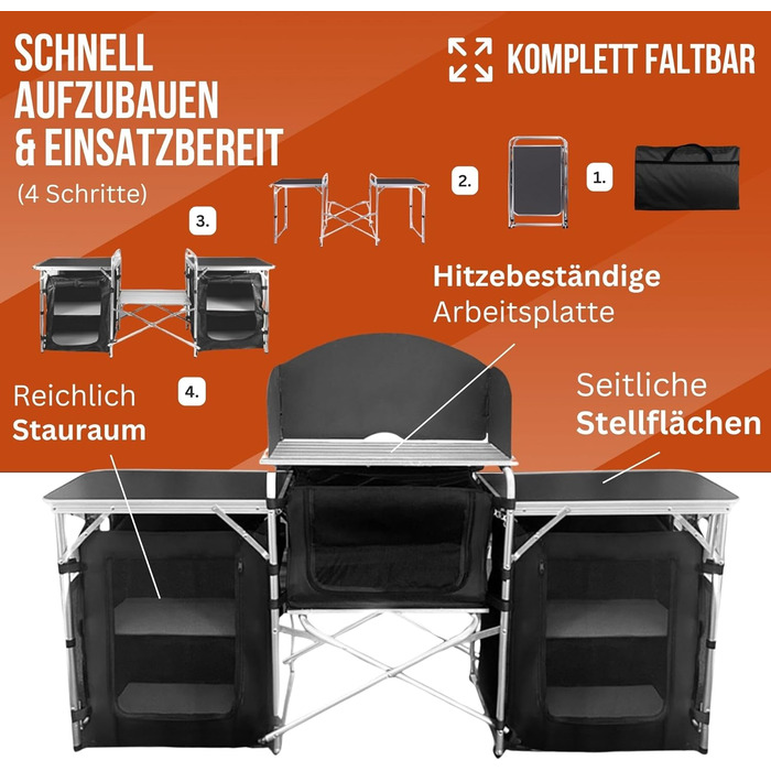 Кемпінгова шафа, кемпінговий тент на відкритому повітрі, кемпінгові меблі, кемпінгова кухня, складна, дорожня кухня, кухонна шафа з робочою поверхнею та відділеннями для зберігання на відкритому повітрі, тент, караван 175x104x52