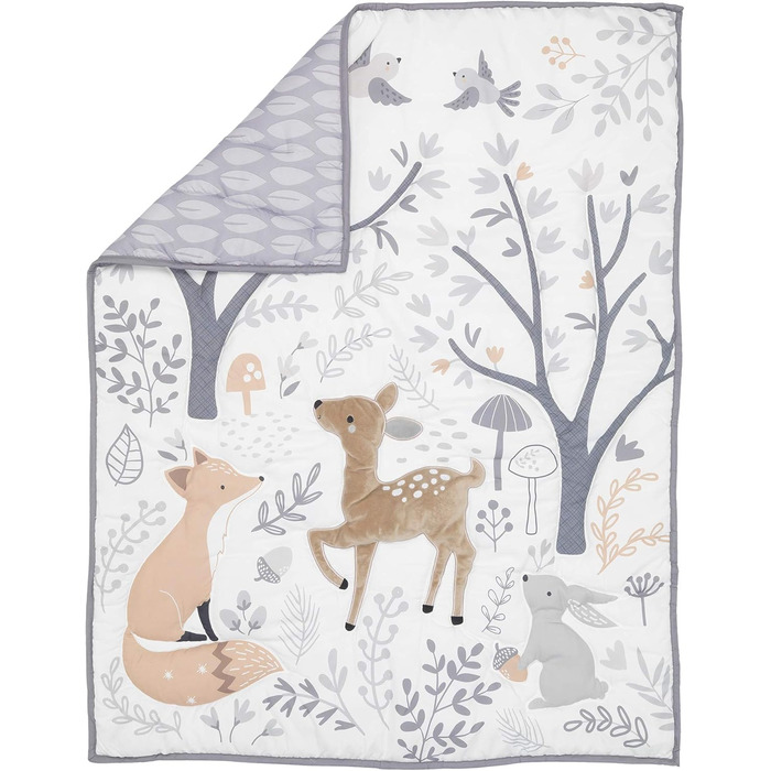 Комплект постільної білизни в дитяче ліжечко Bedtime Originals Deer Park 3-спальний, сірий, тварини, ліс