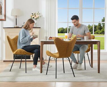 Обідні стільці, комплект з 4 шт. , м&39які кухонні стільці, обідні стільці, крісла зі стьобаними шенілловими спинками, для їдальні, вітальні, спальні та вітальні, жовті.