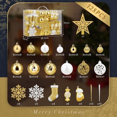 Набір із 128 різдвяних кульок золотих та білих SOLEDI