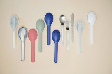 Набір столових приборів з 3 предметів Ellipse - Набір столових приборів для подорожей - Складається з ножа, виделки та ложки - Набір столових приборів з дорожнім футляром - Нержавіюча сталь - Nordic Pink
