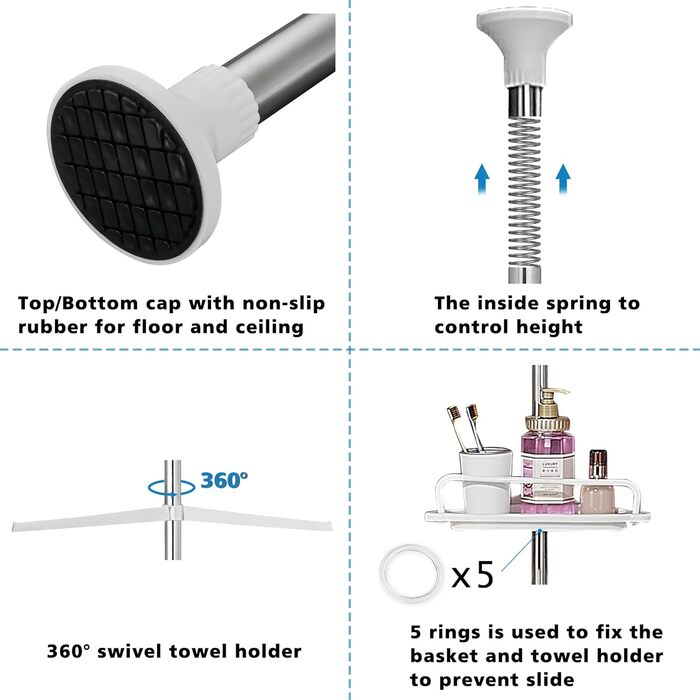 Душова полиця регульована по висоті без свердління Душова полиця кутова з нержавіючої сталі Кутова полиця для ванної кімнати Полич