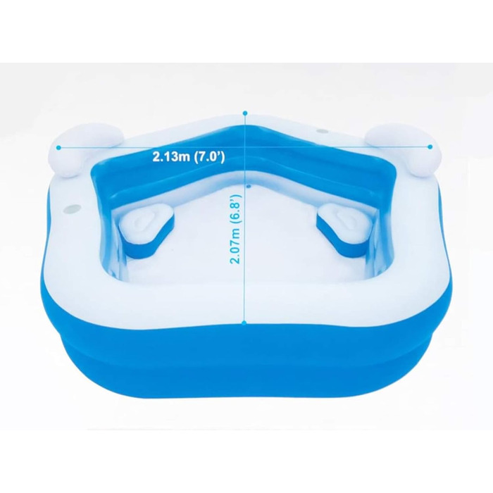 Сімейний басейн Bestway Fun, синій, 213 x 207 x 69 см, 575 л, 54153-05