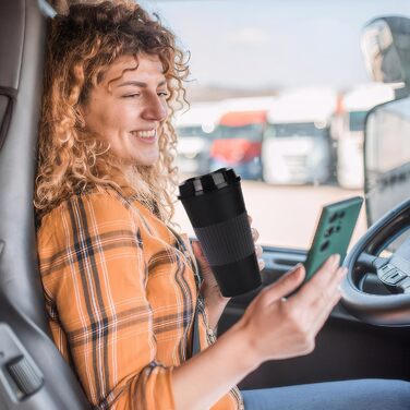 Кавова кружка об&39ємом 486 мл з кришкою, упаковка з 12 пластикових стаканчиків, багаторазові кавові чашки для автомобіля та в дорозі (12, чорні) Чорний 12