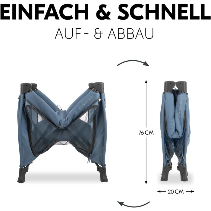 Темно-синій - Дорожнє ліжечко та манеж з матрацом від народження до 15 кг, ігровий центр з XL-розміром отвору, повітряні сітчасті вставки, складне дитяче ліжечко з сумкою для перенесення