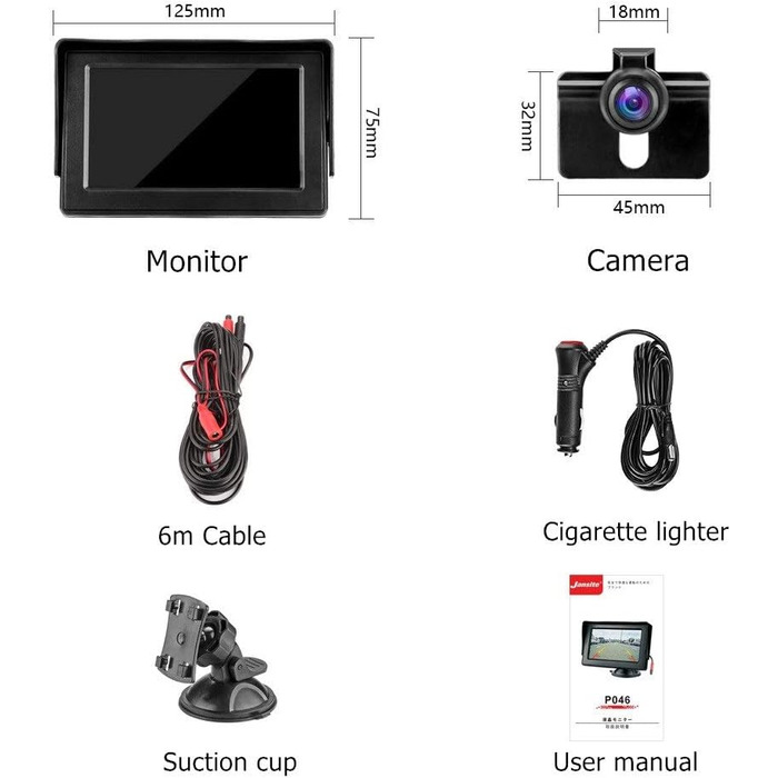 Камера заднього виду з монітором Камера заднього виду Автомобільний IP68 Водонепроникна система датчиків паркування нічного бачення 4.3-дюймовий РК-екран заднього виду