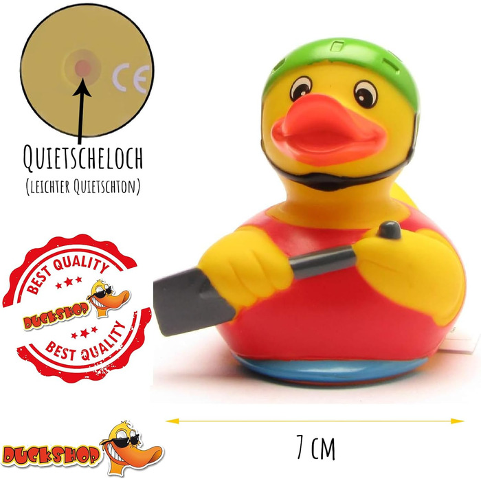 Гумовий качений каяк I Squeaking duck Canoe IL 9,5 см I в комплекті гумовий брелок із каченям