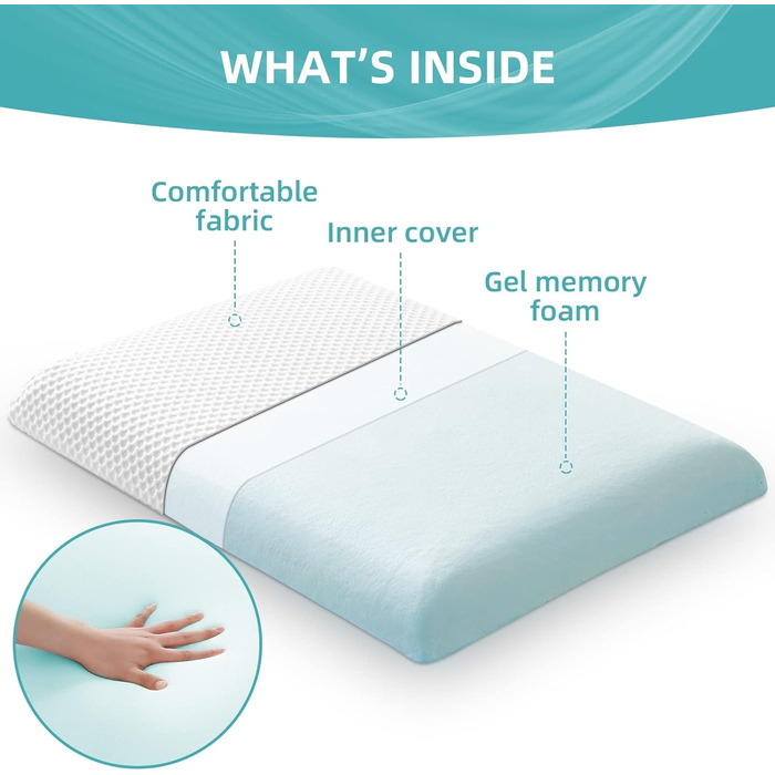 Подушка для сну на животі Плоска подушка Ультратонка подушка проти хропіння Тонка подушка для сну на животі Подушка з піни з ефектом пам&39яті 60 x 40 x 6 см