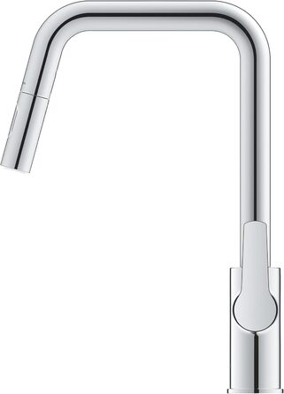 Кухонний змішувач GROHE Start, 2 режими струменя (висувний вилив, поворот на 360, економія води завдяки обмежувачу витрати, монтаж без інструментів), хром, 30631000