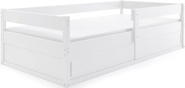 Дитяче ліжко Interbeds, підлогове дерев&39яне ліжко, односпальне ліжко Монтессорі із захистом від падіння та рейковою основою 160x80 см (біле)