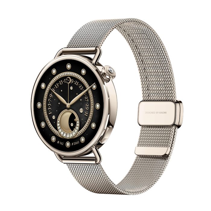 Розумний годинник XIAOMI Watch S4 41 мм корпус з нержавіючої сталі, надлегкий, понад 150 спортивних режимів, точне прогнозування менструального циклу, функція екстреного виклику, міланський шлейф (золотистий колір сонця)
