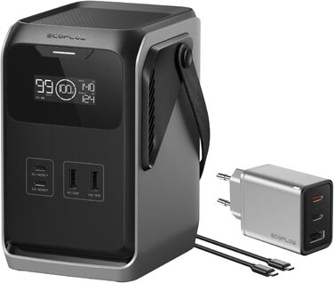 Портативна зарядна станція ECOFLOW TRAIL 200 DC 192 Втгод, надлегкий акумулятор LFP з ручкою, сонячний генератор 220 Вт, швидка зарядка 80 за 57 хв, 4 виходи, ударостійка, для використання на вулиці, кемпінгу, подорожей, надзвичайних ситуацій