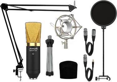 Студійний набір мікрофонів Audibax Berlin 1800 Gold Pro Pack мікрофон, стійка, поп-фільтр та кабелі