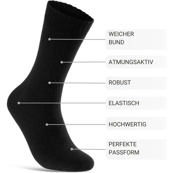 Пари термошкарпеток для жінок та чоловіків, зимові шкарпетки, повністю махрові, розміри 39-42, 6 пар Чорний, 6 12 24