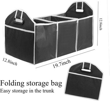 Органайзер для багажника, складаний контейнер для зберігання з 3 відділеннями, великої місткості, портативна сумка для багажника