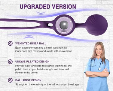 Вагінальні кульки Love Balls - Силіконові та металеві тренування м&39язів тазового дна для зміцнення вагінальних м&39язів - 3 м&39ячі Ben Wa Balls для вправ тазового дна для жінок (фіолетові)