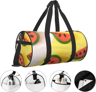 Спортивна сумка, дорожня сумка, літня сумка, з принтом кавуна, сумка на нічліг, чорна, універсальний розмір
