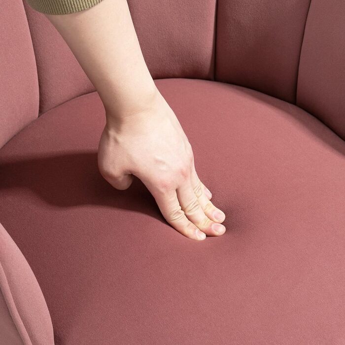 Крісло HOMCOM для вітальні у формі мушлі, розслаблююче крісло з дерев&39яними ніжками, м&39яке крісло для читання з оксамитовим виглядом, м&39яке крісло для спальні рожевого кольору