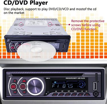 Автомобільна стереосистема Podofo 1 Din CD DVD Bluetooth Handsfree 1Din Автомобільна радіостанція FM USB SD AUX MP3 CD програвач Автомобільна стереосистема з пультом дистанційного керування