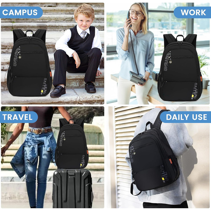 Рюкзак 40x20x25 для подорожей літаком Ryanair, розширюваний рюкзак для ноутбука 15,6 дюймів, дорожня сумка для ділових поїздок, рюкзак для ноутбука чорного кольору - 40 x 20 x 25 см