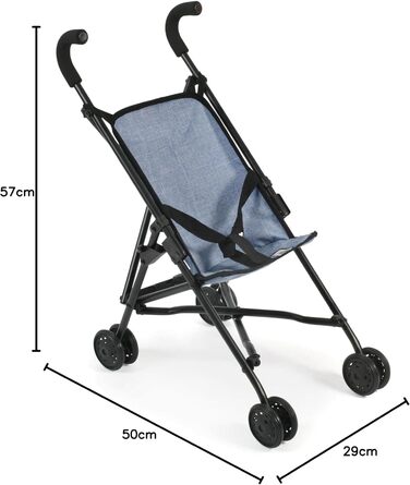 Лялькова коляска Bayer Chic 2000 Roma, лялькова коляска, міні-візок, 50 x 29 x 57 см, джинсовий, синій