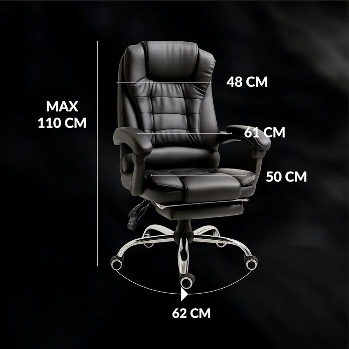 Ергономічне професійне офісне крісло RMF, розкладне, зручне та розслаблююче робоче крісло з підставкою для ніг розкладне крісло з поворотними колесами, регульована висота, чорне
