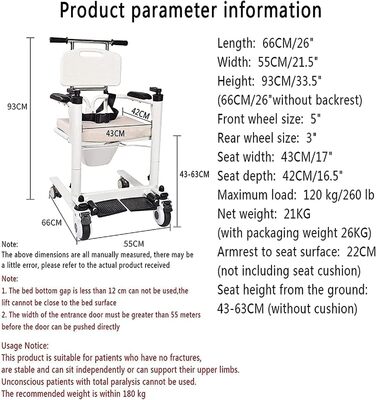 Медичний підйомник для пацієнта додому, допомога для перенесення інвалідного візка для людей похилого віку з обмеженими можливостями у ванній кімнаті з розділеним сидінням на 180, приліжковий комод з піддоном, крісло для душу, туалет A A