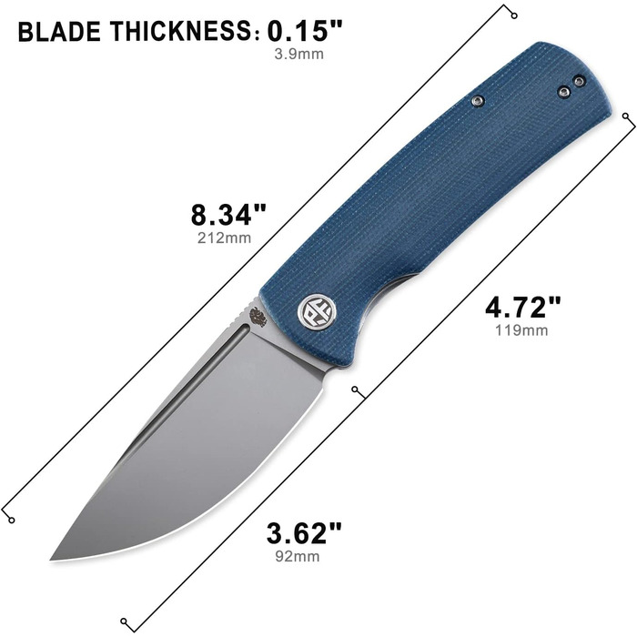 Скам'яніла риба PFP01 Складаний ніж Beluga, 3.62 сталеве лезо K110, рукоятка G10, з підшипником, кишеньковий ніж EDC (синій піскос