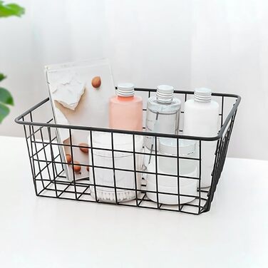 Дротяних кошики для зберігання, маленький металевий кошик 28x22x12 см, кошик для ванної кімнати, настінний залізний підвісний кошик, відкритий дротяний дизайн, сітчастий кошик для зберігання для офісу, кухні, ванної кімнати, 3