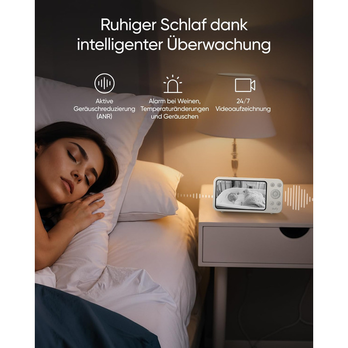 Радіоняня з камерою E20, додаток і офлайн-контроль, 2K HD, ультрачітке нічне бачення, функція повороту-нахилу, 4 шт. зум, мобільна