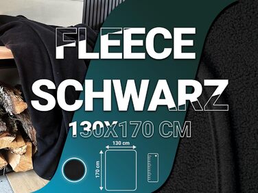 Флісова ковдра ZOLLNER 130x170 см - м&39яка та міцна флісова ковдра - можна прати при температурі до 95C - високоякісна підкладка - антистатичний матеріал - поліестер - чорний колір - сертифікований Oeko-Tex