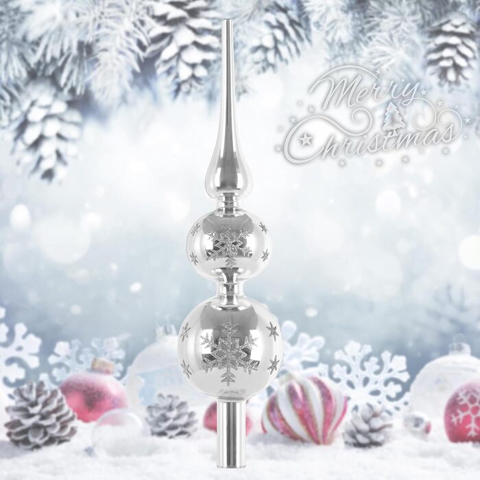 Срібна верхівка для ялинки 31 см ZZOUFI