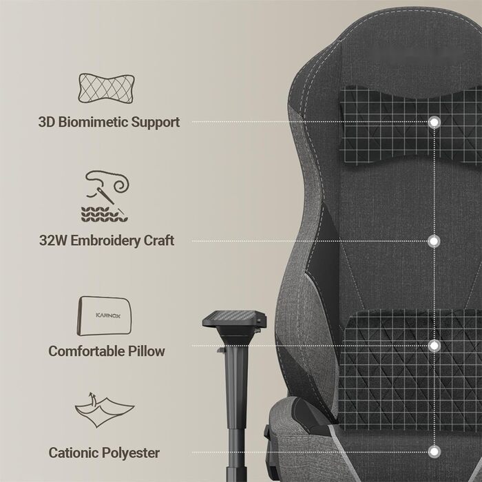 Геймерське крісло темно-сірого кольору Велике та широке, ергономічне офісне крісло з підголівником Функція нахилу 155 з механізмом блокування