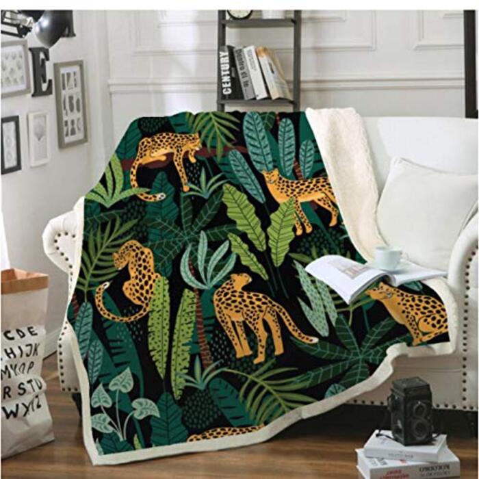 Джунглі леопард 3D друкована шерпа ковдра диван підодіяльник дорожня постільна білизна оксамит плюшевий плед флісова ковдра покривало 150 * 200 см