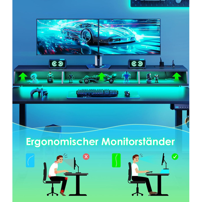 Електричний стіл OffiGo з регульованою висотою та RGB-підсвічуванням