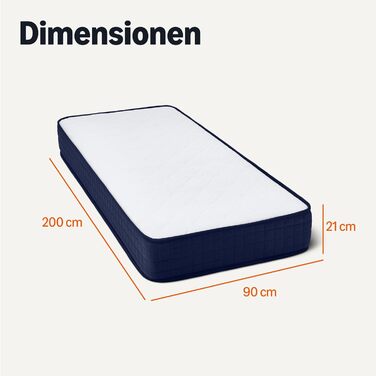 Матрац Storeo Basics з піни з ефектом пам&39яті, рівень жорсткості 3, середньої жорсткості, висота 21 см, розмір 90 x 200 см (90Ш x 200Д x 21В см)