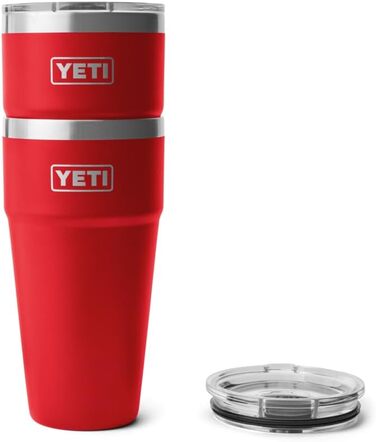 Стаканчик YETI Rambler об&39ємом 887 мл (30 унцій) зі знімною кришкою MagSlider, термокружка з нержавіючої сталі, вакуумна ізоляція рятувальний червоний