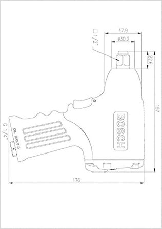 Пневматичний ударний гайковерт Bosch Professional 1/2 (частота обертання на холостому ходу 7000 хв-1, макс. крутний момент 310 Нм)