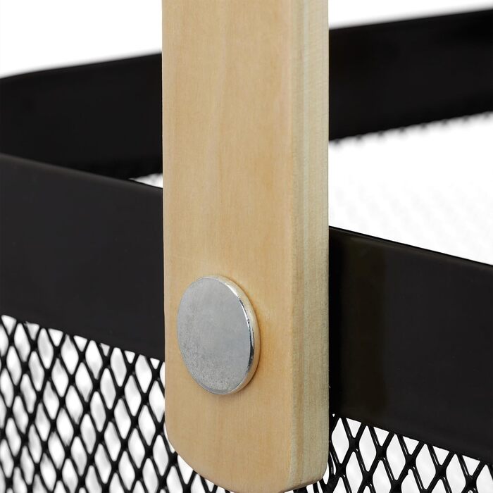 Дротяний кошик Relaxdays з ручкою, комплект з 2 шт. , металевий, бамбук, ВxШxГ 17,5 x 26 x 24,5 см, квадратний кошик для зберігання, чорний