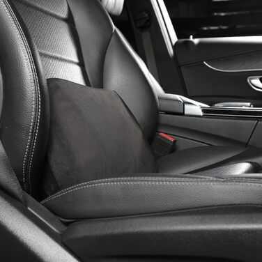 Поперекова опорна подушка для автомобіля, наповнювач з піни з пам&39яттю форми та приємна для шкіри оксамитова шкіра повторює форму талії та підвищує комфорт, портативна для автомобіля, офісу та крісла-реклайнера, 39x22 см Чорного кольору