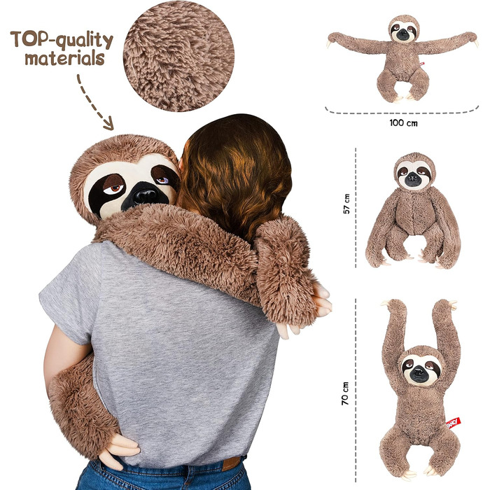 М'яка іграшка FANCY Sloth XXL плюшевий лінивець, 57 см