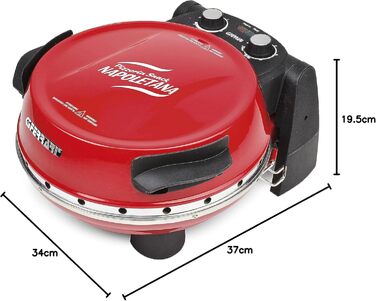 Піцерія Snack Neapolitan, Піч Pizza Plus EVO, Подвійна кам'яна вогнетривка (діаметр 31 см), 1200 Вт, Таймер 5', Кулінарна книга в комплекті, Червоний, 3 Ferrari G10032