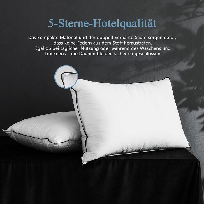 Пухова подушка 80x80 см () Розкішна подушка з пухом та пір&39ям, чохол зі 100 органічної бавовни, 3-камерна готельна подушка із середньою підтримкою, пір&39яна подушка 80 x 80 см () Біла