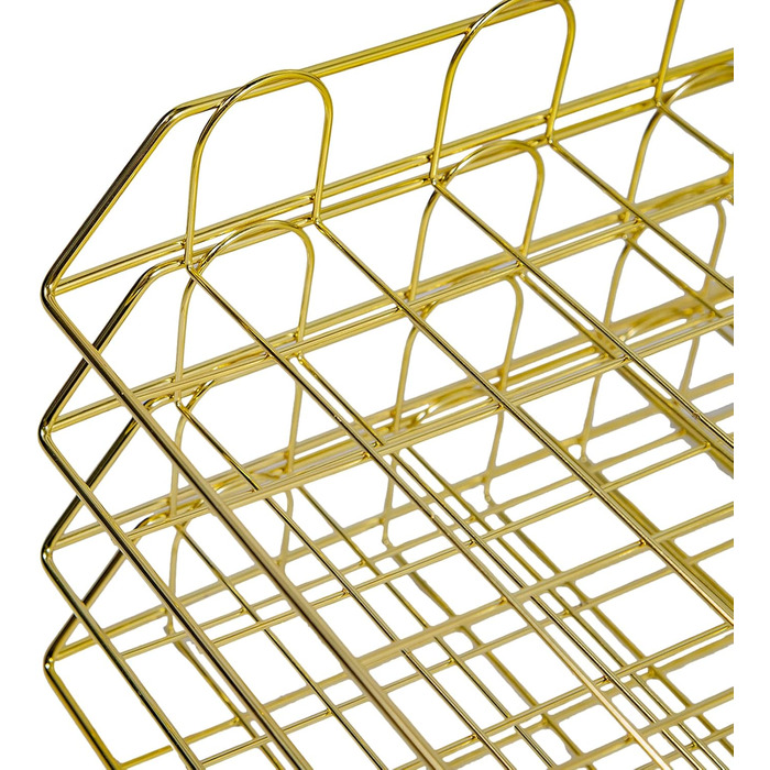 Лоток для документів A4, золотий, 4-елементний металевий стелаж для документів, лоток для паперу, що штабелюється, відділення для зберігання, настільний органайзер із золотим сітчастим дизайном