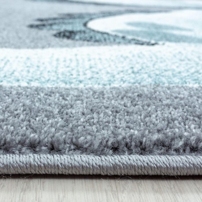 Дитячий килим милий динозавр візерунок синій і сірий 120 х 170 см - килим з коротким ворсом дитяча кімната дитяча кімната для дівч