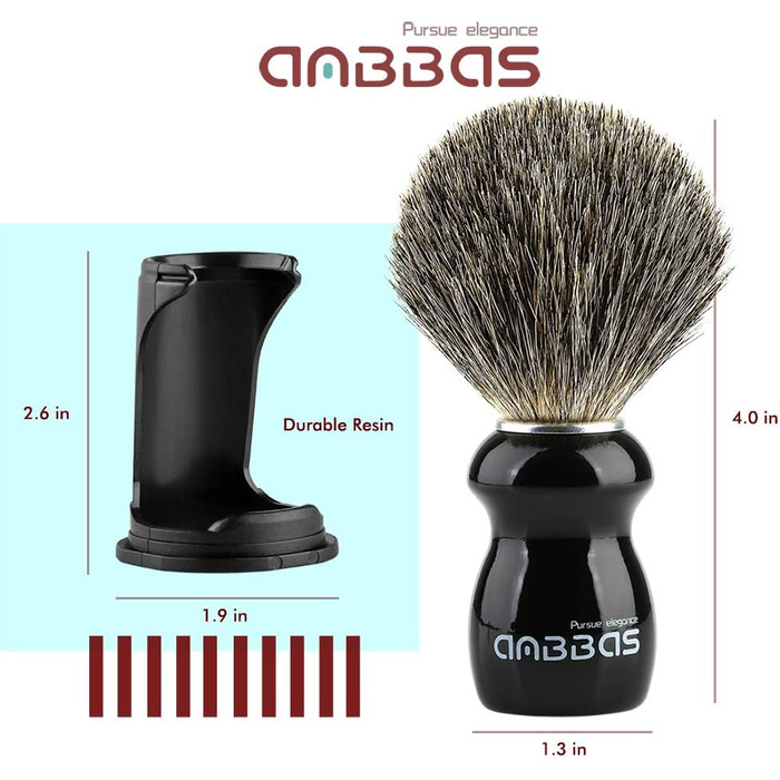 Щітка для гоління Badger Hair з чорним тримачем Anbbas Високоякісна щітка для гоління з дерев'яною ручкою ідеально підходить для чоловічого гоління (чорна)